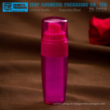 ZB-TP30 30ml doble capas de botellas de forma cónica de color personalizable snap-on plástico bomba bomba airless de SAN/AS